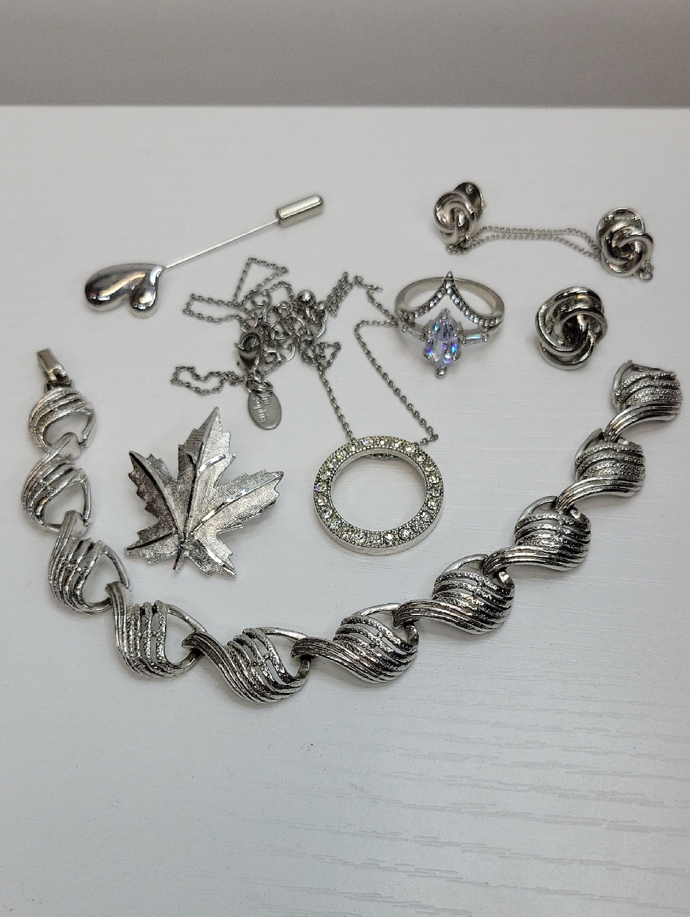 Silver-Tone Jewelry Bubdle With Coro Bracelet & Lia Sophie Necklace